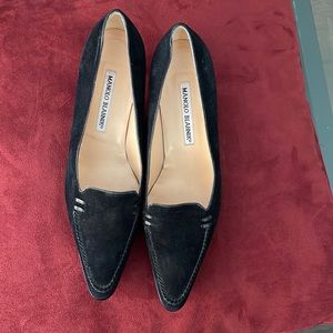 Manolo Blahnik Used Black Suade Shoes Size 38